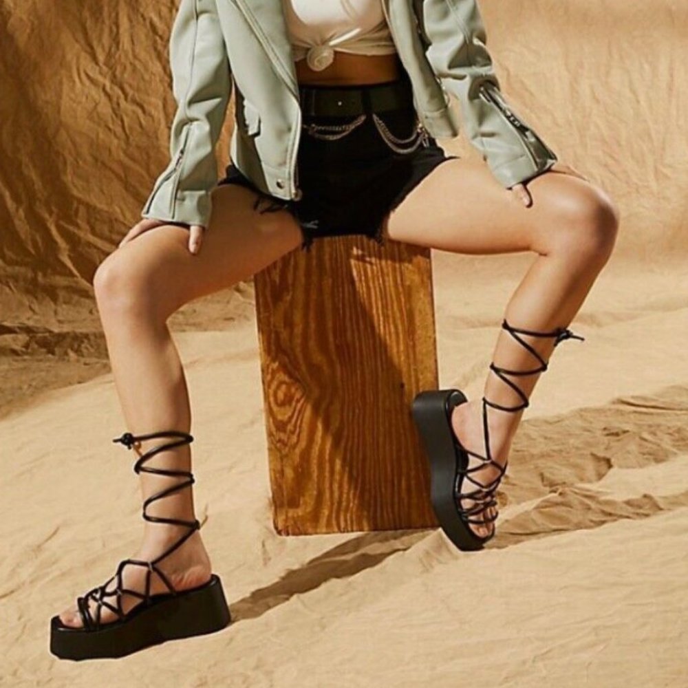 Free People Black Platform Sandals
